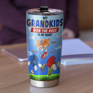 Personalized Gifts For Grandma Tumbler My Grandkids Won The Race To My Heart 01QHTN250124 - Tumbler Cups - GoDuckee