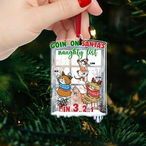 Goin' On Santa's Naughty List, Personalized Funny Cats Ornament, Christmas Gift For Cat Lovers - Ornament - GoDuckee