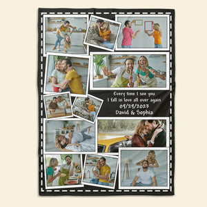 Every Time I see you, I Fall In Love All Over Again, Custom Photo Couple Blanket, Valentine Gifts, Couple Gifts - Blanket - GoDuckee