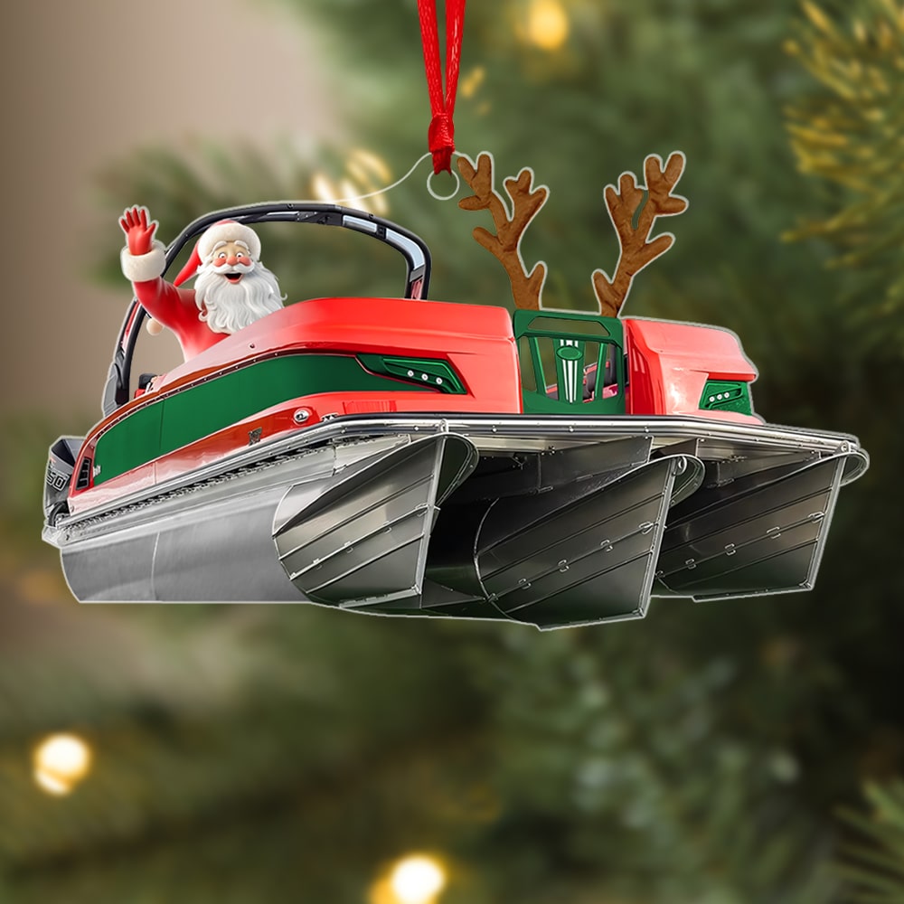 Pontoon-Personalized Acrylic Ornament- Gift For Him/ Gift For Her- Christmas Gift- Pontoon Ornament - Ornament - GoDuckee