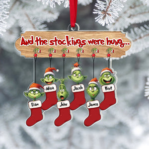 And The Stockings Were Hung, Naughty Kids On Christmas Socks, Personalized 04OHPU241023 Ornament - Ornament - GoDuckee