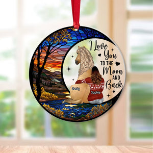 I Love You To The Moon And Back- Personalized Ornament - Acrylic Custom Shape Ornament- Gift For Horse Lover- Christmas Gift- Horse Ornament - Ornament - GoDuckee