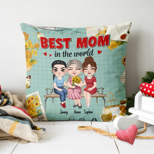 Best Mom In The World, Personalized Square Pillow, Gift For Mom, Mother's Day Gifts - Pillow - GoDuckee