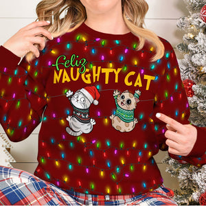Naughty Cat- Personalized 3D Knitted Ugly Sweater- Gift For Cat Lover- Christmas Gift - AOP Products - GoDuckee