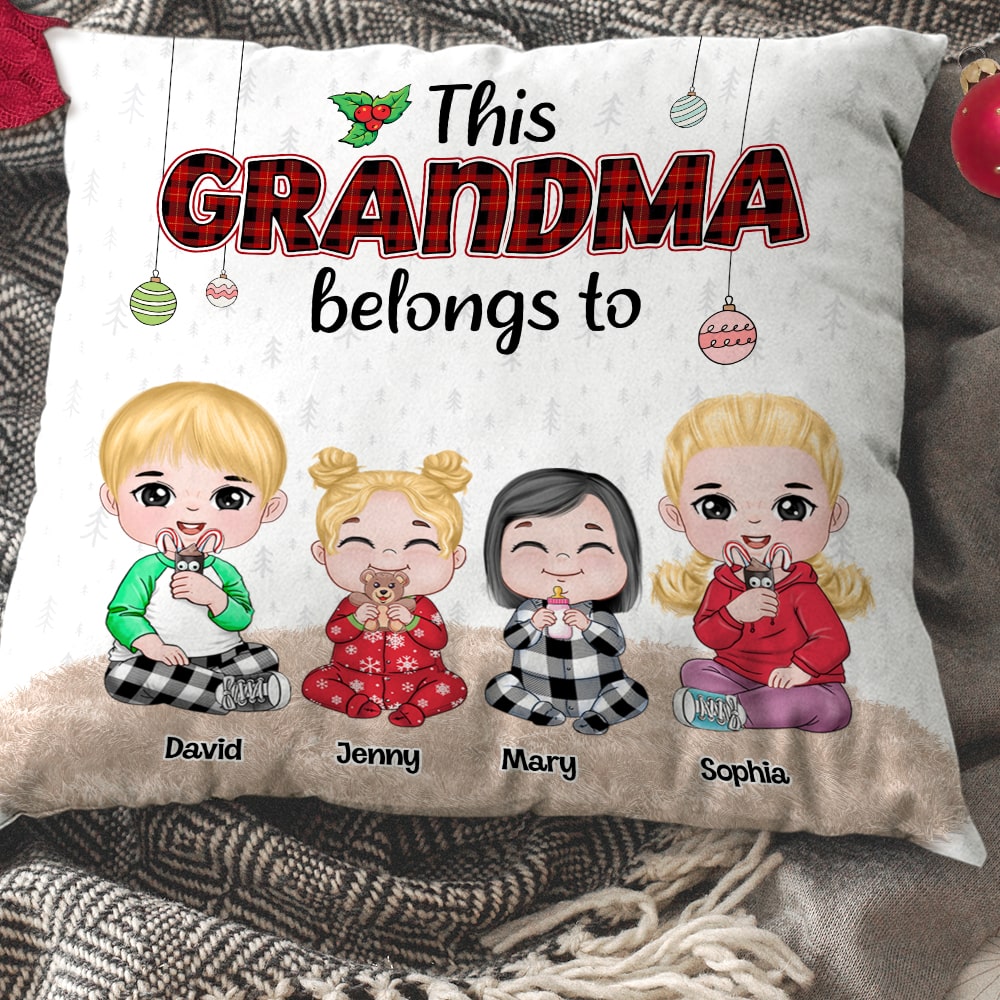This Grandma Belongs To, Personalized Grandkids Square Pillow, Christmas Gift For Grandma, Family Gift [UP TO 10 KIDS] - Pillow - GoDuckee