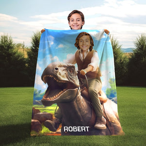 Gift For Kid - Dinosaur Kid Custom Photo Blanket - 03naqn151123 - Blanket - GoDuckee