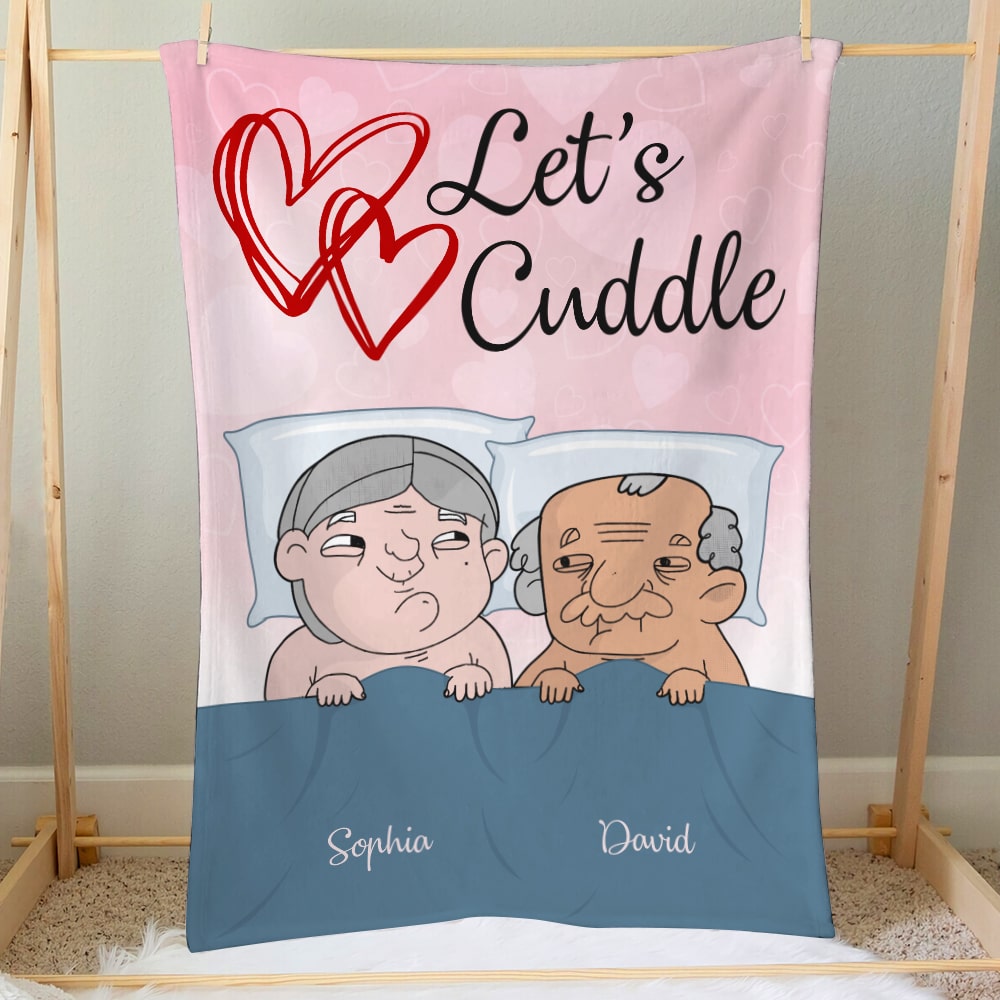 Let's Cuddle Personalized Funny Old Couple Blanket, Couple Gift - Blanket - GoDuckee