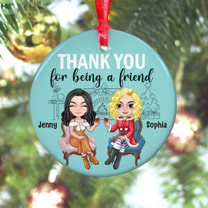Thank You For Being A Friend Personalized Ceramic Circle Ornament 05ACTN100823 - Ornament - GoDuckee