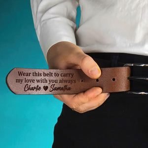 Personalized Gifts For Him Secret Message Men's Belt I Love You - Belts - GoDuckee