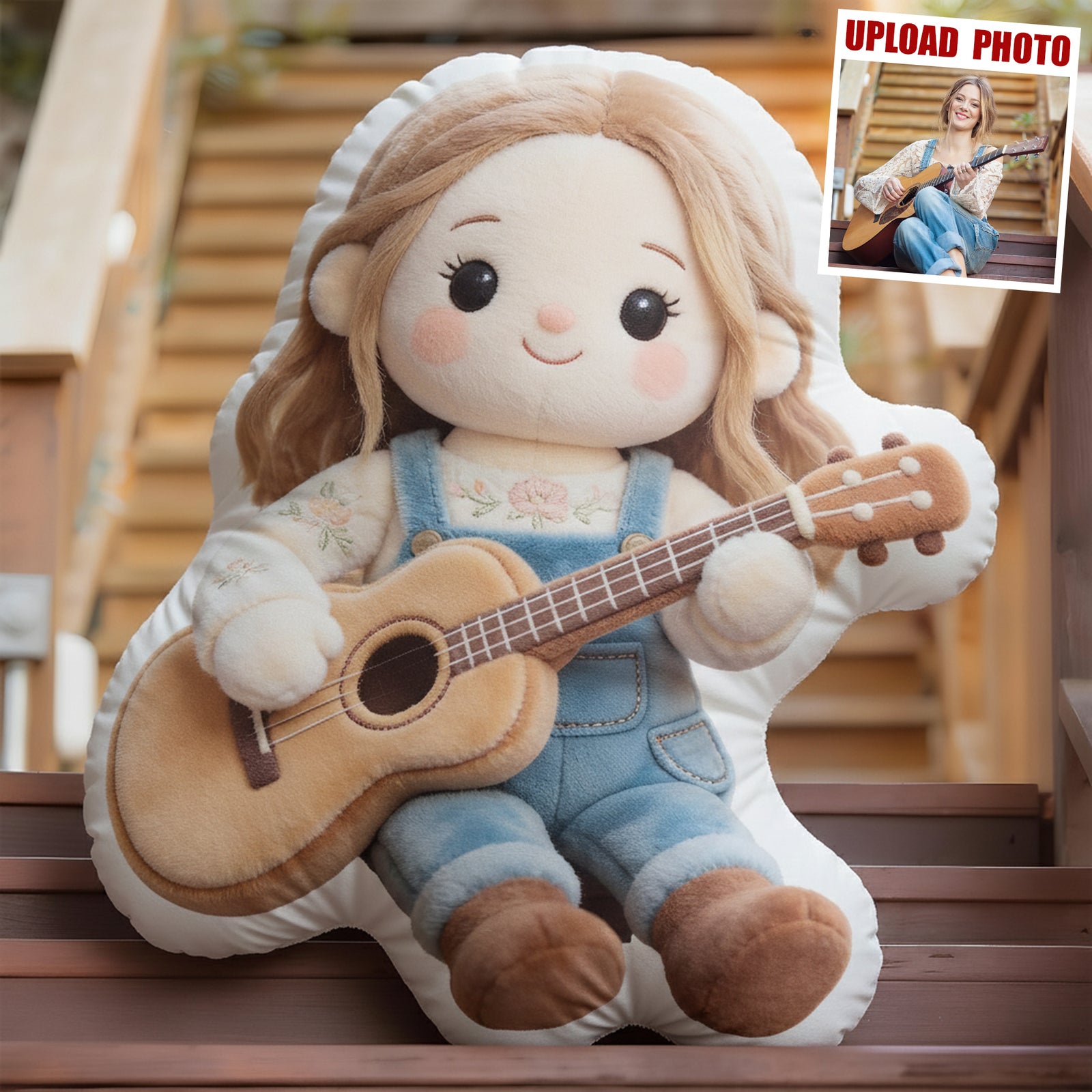 Guitar Girl Custom Shape Pillow - Custom Photo Gifts For Guitar Lovers 02pgdt201225 - Pillow - GoDuckee