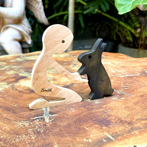 Personalized Man With Rabbit Wood Puzzle, Unique Home Decoration For Rabbit Lovers - Wood Sign - GoDuckee