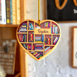 Bookshelves - Heart Book Lovers, TT Personalized Ornament, Christmas Gifts For Book Lover - Ornament - GoDuckee