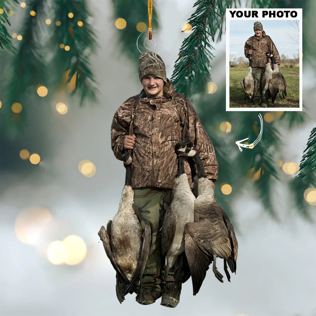 Custom Photo Gifts For Hunter, Duck Hunting Photo Christmas Ornament 34pgxx290824 - Ornament - GoDuckee