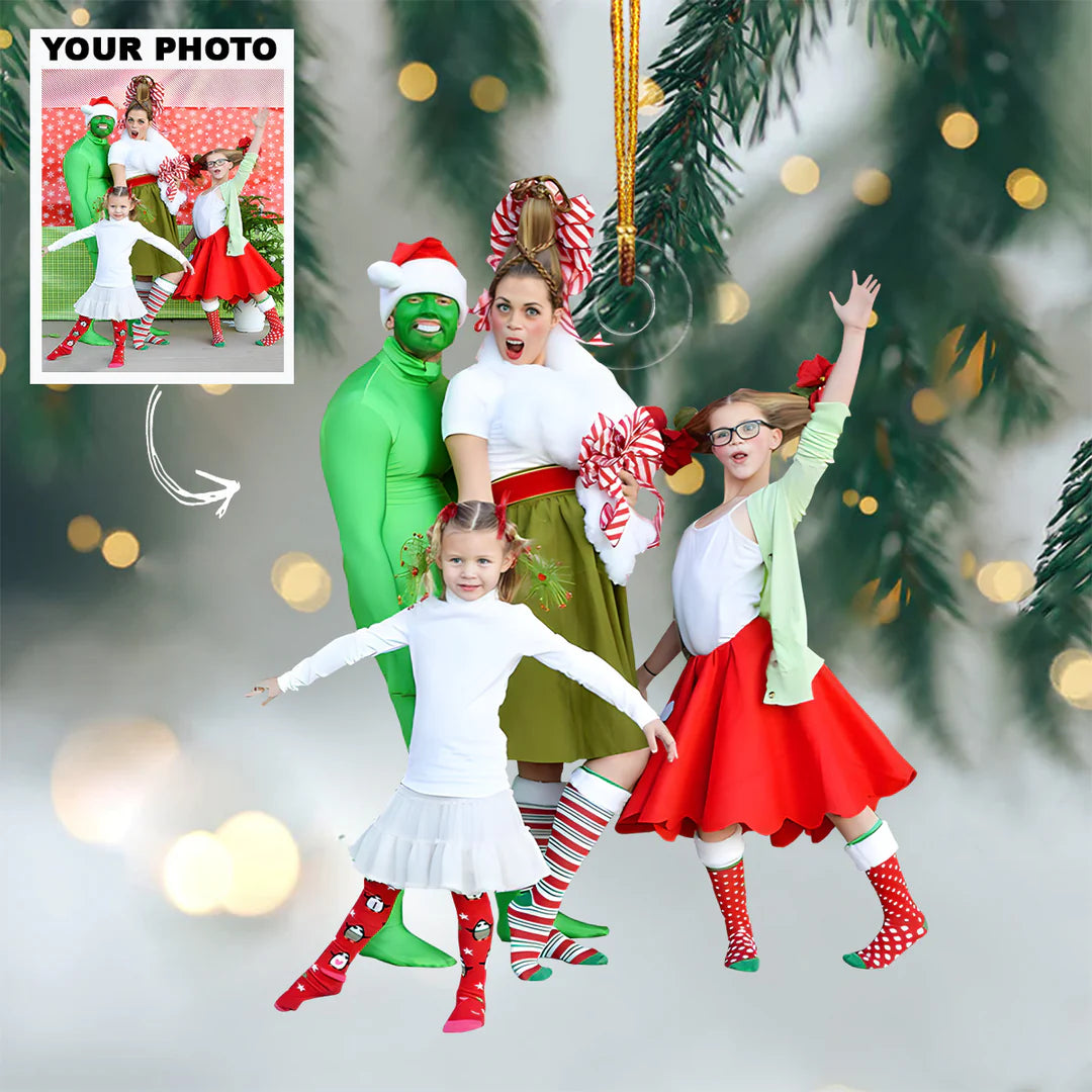 Custom Photo Gifts For Family, Upload Family Funny Cosplay Photo Christmas Ornament 35pgvp140924 - Ornament - GoDuckee