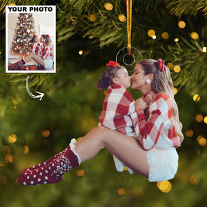 Custom Photo Gifts For Mom, Upload Mom And Kid Christmas Ornament 16pgvp140924 - Ornament - GoDuckee