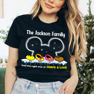 Just The Right Mix Of Chaos & Love, Gift For Family, Personalized Shirt, Cartoon Shoes Shirt, Christmas Gift 02HUTI231023 - Shirts - GoDuckee
