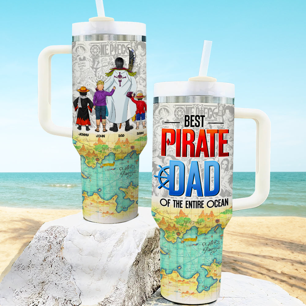 Personalized Gifts For Dad Tumbler Best Pirate Dad Of The Entire Ocean 03HUMH040424PA-1 - Tumbler Cups - GoDuckee