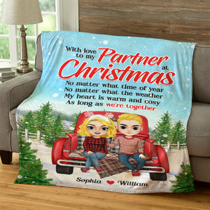 With Love To My Partner At Christmas, Couple Gift, Personalized Blanket, Christmas Gift - 05hudt171123hh - Blanket - GoDuckee