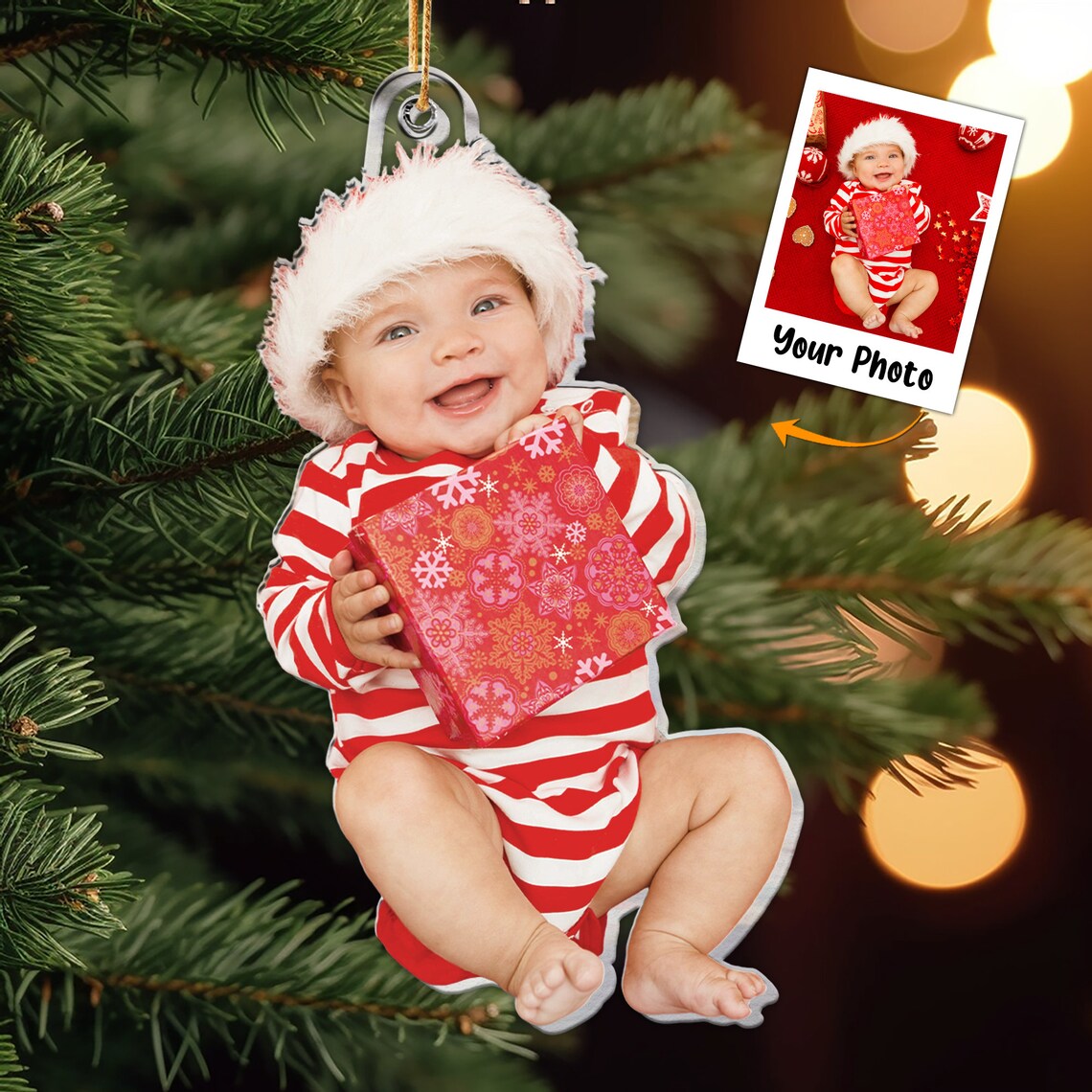 Custom Photo Gifts For Family, Upload Baby Photo Christmas Ornament 18pgxx290824 - Ornament - GoDuckee