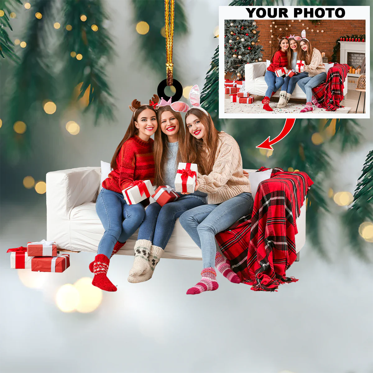 Custom Photo Gifts For Besties, Upload Friends Photo Christmas Ornament 45pgxx290824 - Ornament - GoDuckee