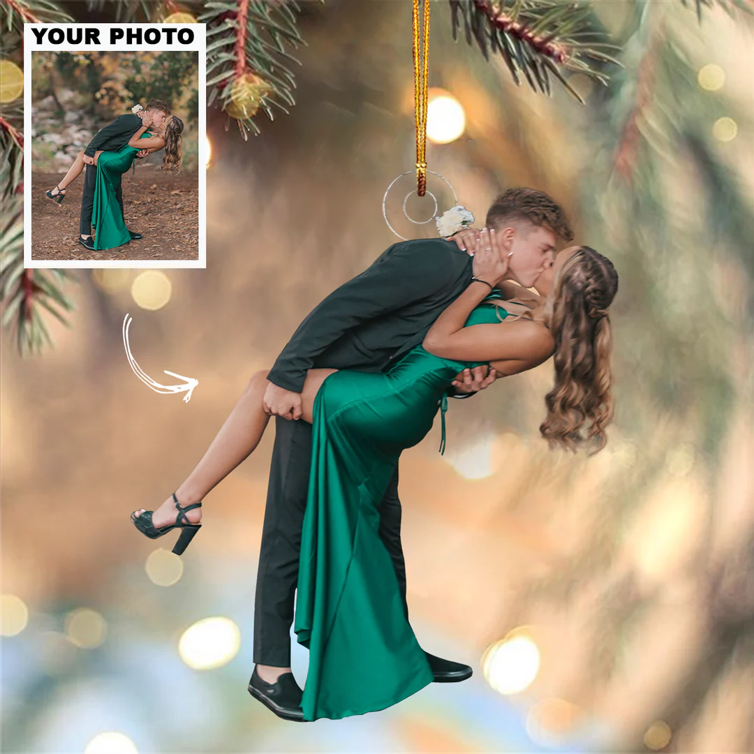 Custom Photo Gifts For Couple, Upload Kissing Couple Photo Christmas Ornament 52pgxx290824 - Ornament - GoDuckee