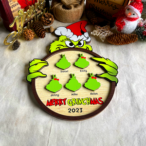 Gift For Family, Personalized Wood Sign, Green Monster Family Wood Sign, Christmas Gift 01NAHN110923 - Wood Sign - GoDuckee