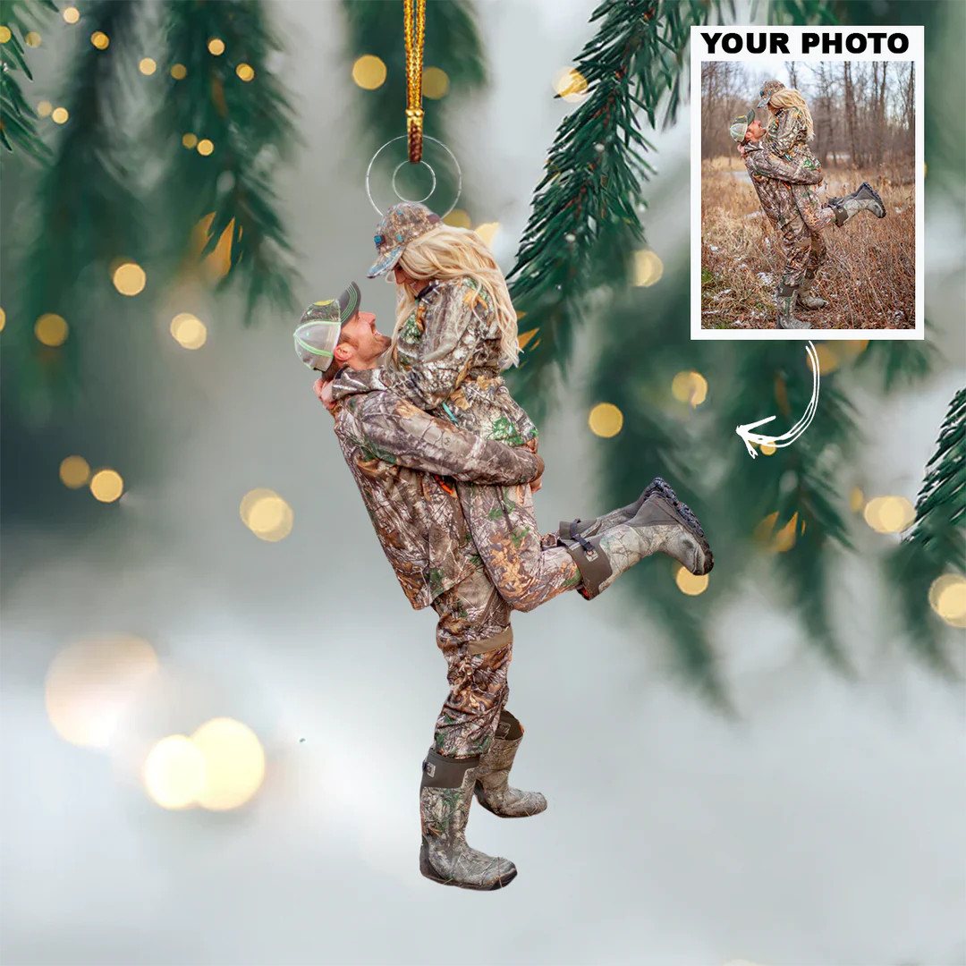 Custom Photo Gifts For Hunter, Hunting Couple Photo Christmas Ornament 33pgxx290824 - Ornament - GoDuckee