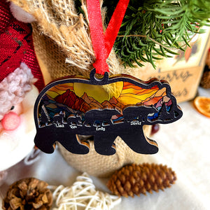 Gift For Family, Personalized Wood Ornament, Bear Family Suncatcher Ornament, Christmas Gift TT - Ornament - GoDuckee