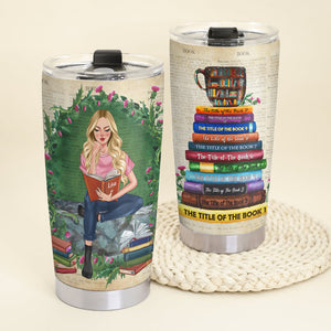 Custom Book Titles - Personalized Tumbler Cup - A Sitting Girl, Read And Chill - Tumbler Cup - GoDuckee