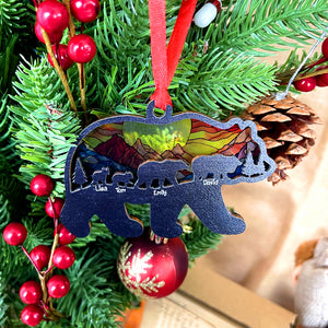 Gift For Family, Personalized Wood Ornament, Bear Family Suncatcher Ornament, Christmas Gift TT - Ornament - GoDuckee