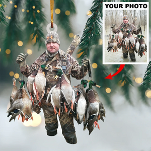 Custom Photo Gifts For Hunter, Duck Hunting Photo Christmas Ornament 34pgxx290824 - Ornament - GoDuckee