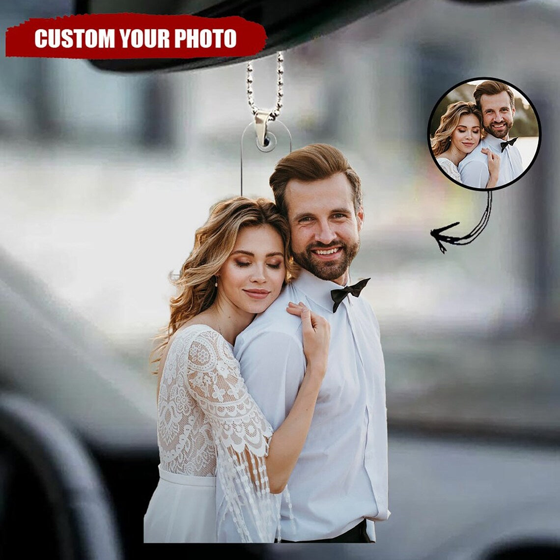 Custom Photo Gifts For Couple, Upload Wedding Photo Christmas Ornament 09pgxx290824 - Ornament - GoDuckee