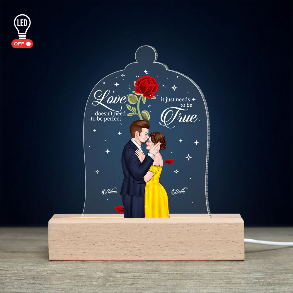 Love Doesn't Need To Be Perfect Personalized 3D Led Light Gift For Cou -  GoDuckee