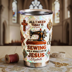 Sewing With Faith 20oz Tumbler - Personalized Gifts For Sewing Lovers 01pata291225 - Tumbler Cup - GoDuckee