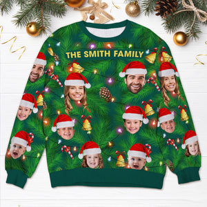 Custom Photo Gift For Family, Christmas Light Bulbs Ugly Sweater 05ACQN031024 - AOP Products - GoDuckee