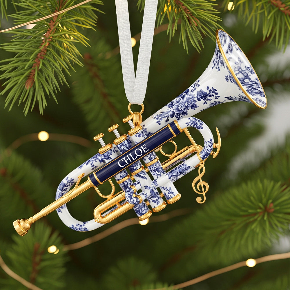 Personalized Gifts - Trumpet Toile de Jouy Christmas Ornament 02pgtn231025 - Ornament - GoDuckee