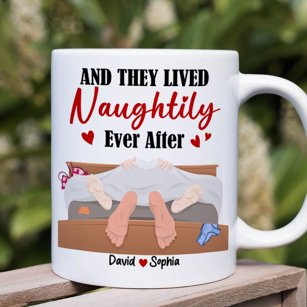 And They Lived Naughtily Ever After, Personalized Coffee Mug, Funny Gift For Couple, Valentine's Gifts - Coffee Mug - GoDuckee