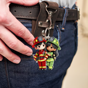 Personalized Gifts For Couple Keychain Firefighter Couple 03ohpu060225 - Keychains - GoDuckee