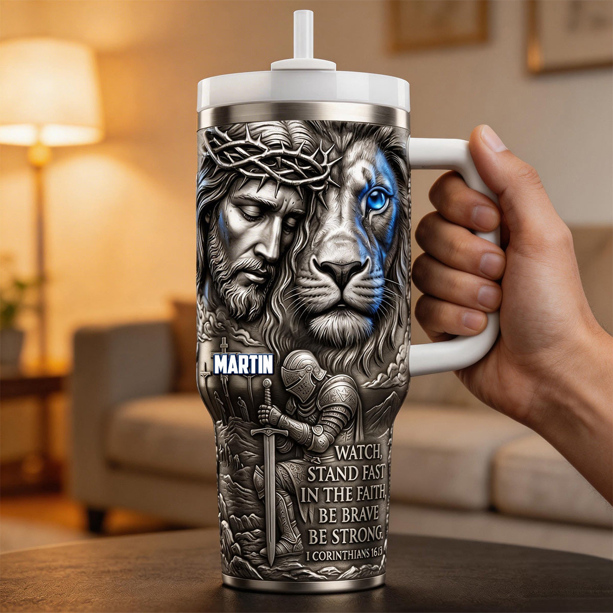 Jesus And Lion 40oz Tumbler - Personalized Gifts For Christians 04pamg200326 - Tumbler Cup - GoDuckee