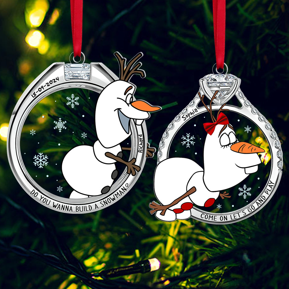 Personalized Gifts For Couple Matching Ornament, Naughty Snowman in Christmas Rings 01tgqn270924 - Ornament - GoDuckee