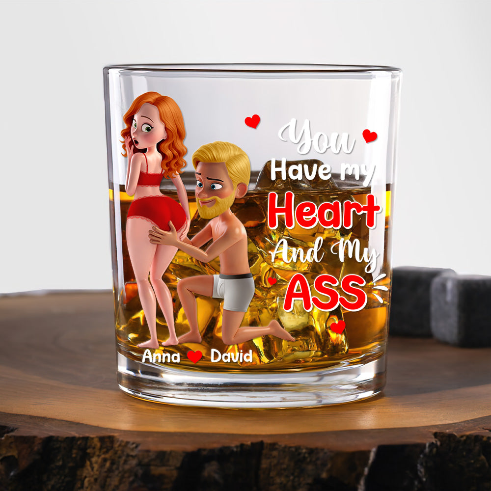 You Have My Heart Whiskey Glass Personalized Funny Gifts For Couple 03natn180725hg - Whiskey Glass - GoDuckee
