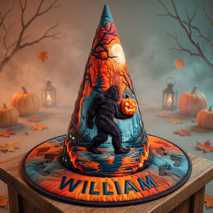 Squatching Through Halloween Quilted Witch Hat, Personalized Gifts For Bigfoot Lovers 05QHQN180826 - Quilted Witch Hat - GoDuckee