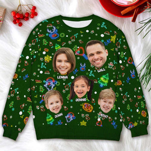 Personalized Custom Photo Christmas Gifts For Family Neon Ugly Sweater 05KALU041124 - AOP Products - GoDuckee