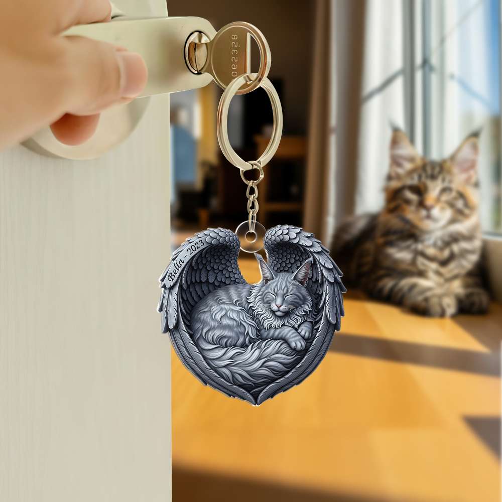 Cat In Heaven Acrylic Keychain- Personalized Gifts For Cat Lovers 01OHLU190625 - Keychains - GoDuckee