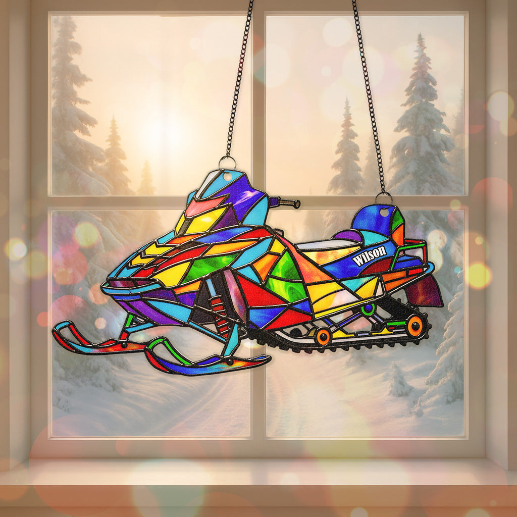 Snowmobile suncatcher - Personalized Gifts For Snowmobile Lover 02PGMG250725 - Ornament - GoDuckee
