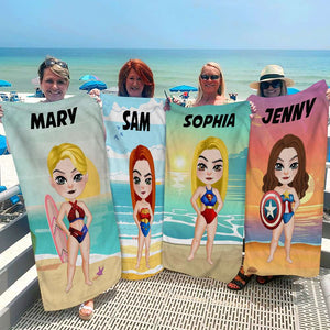 Super Besties, Personalized Beach Towel, Vacation Essentials, Gift For Besties 06qhtn140723pa - Beach Towel - GoDuckee