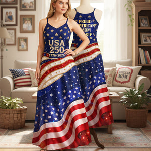 Pround American Mom - Celebrated America 250th Anniversary Suspender Maxi Dress - Personalized Gifts For Moms 04tota230326 - Dress - GoDuckee