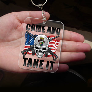 Veteran American Skull Personalized Keychain, Come And Take It 01qhqn140623 - Keychains - GoDuckee