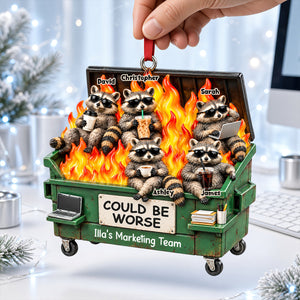 Raccoon Dumpster Fire Nonchalant Ornament - Personalized Gifts For Coworkers 02qhdt201026 - Ornament - GoDuckee