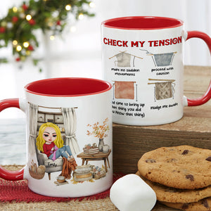 Personalized Gifts For Knitting Lover Accent Mug Women Sitting Knitting Check Tension 04XQMH020824HH - Coffee Mug - GoDuckee